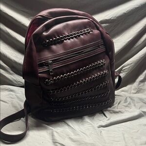 Elegant Dark Purple Backpack with Chain Detail